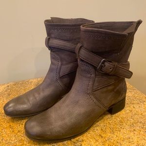 Prada brown leather moto boots